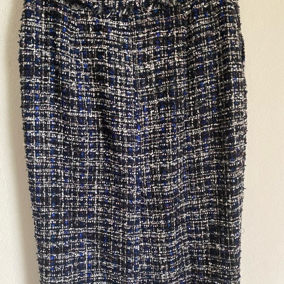 New L'Academie Tweed Office Siren Straight Black Multi Frayed Hem Maxi Skirt S - Picture 12 of 13